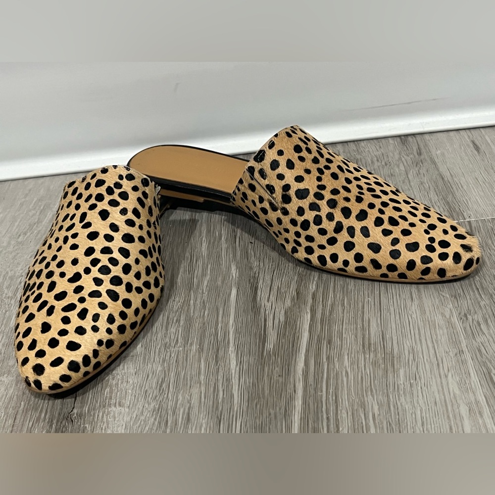 Garnet Hill Tan and Black Spotted Mule Clogs